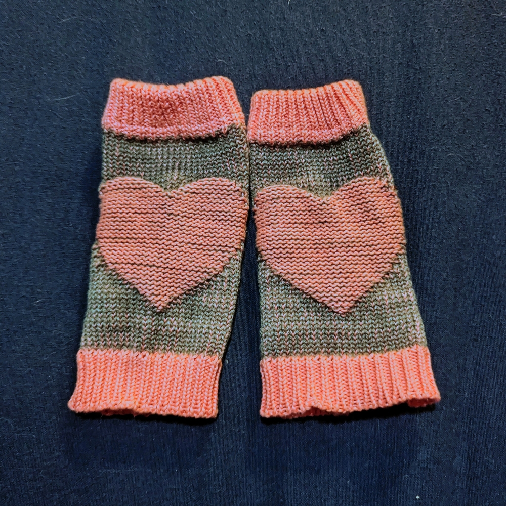 Elhoffer Design Gray Pink Heart Fingerless Gloves Portal Companion Cube Cosplay